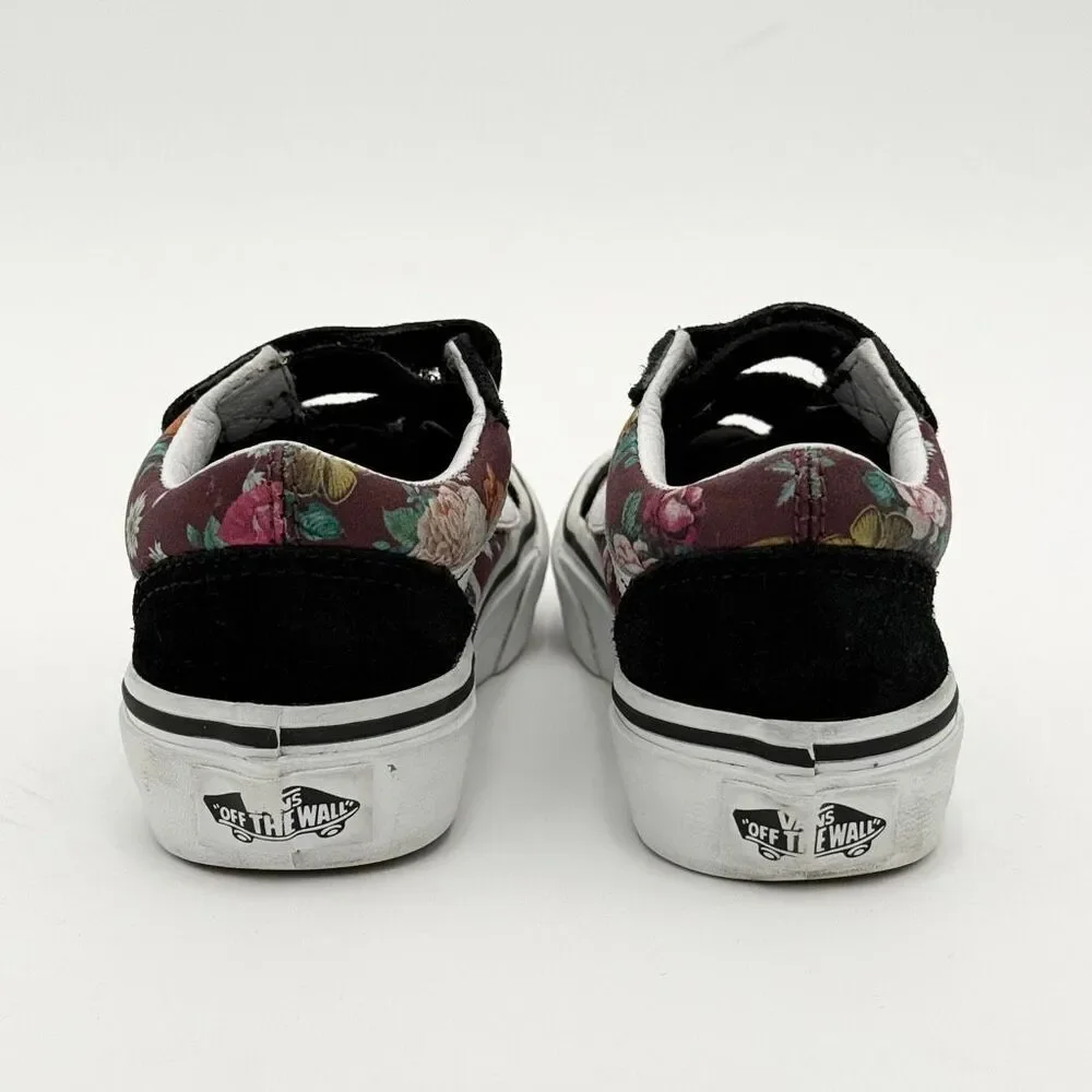 Vans Dark Purple Floral Garden Print Hook and Loop Sneakers - US Little Kids 10.